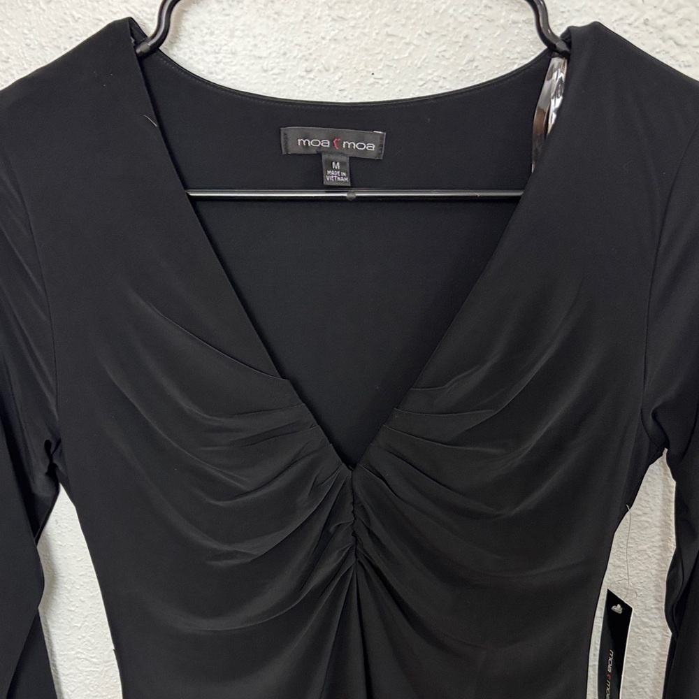 658 NWT Moa Moa Black Long Sleeve spandex Bodysuit. SzM - Picture 2 of 7